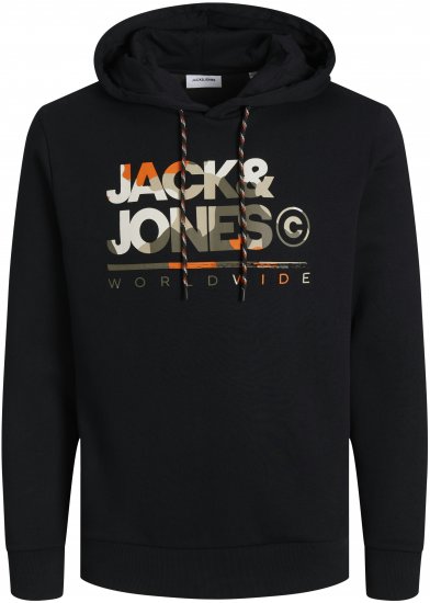 Jack & Jones JJLUKE Hoodie Black - Sudaderas - Sudaderas 2XL-12XL