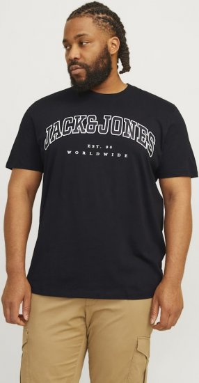 Jack & Jones CALEB VARSITY O-Neck T-Shirt Black - Camisetas - Camisetas - 2XL-14XL