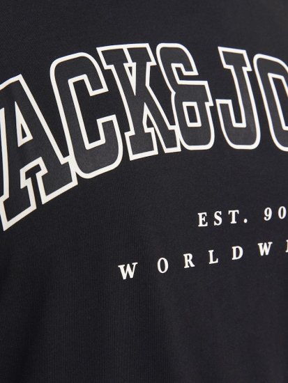 Jack & Jones CALEB VARSITY O-Neck T-Shirt Black - Camisetas - Camisetas - 2XL-14XL