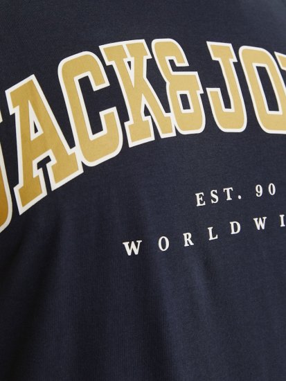 Jack & Jones CALEB VARSITY O-Neck T-Shirt Navy Blazer - Camisetas - Camisetas - 2XL-14XL