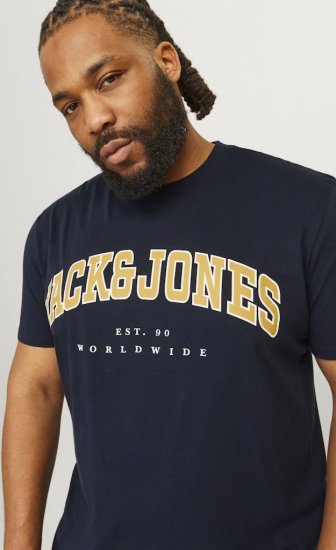 Jack & Jones CALEB VARSITY O-Neck T-Shirt Navy Blazer - Camisetas - Camisetas - 2XL-14XL