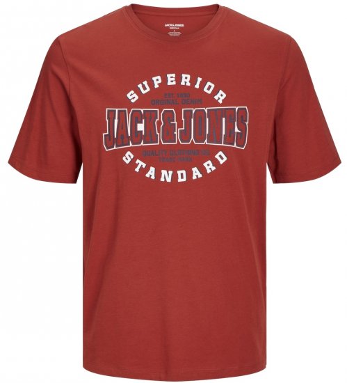 Jack & Jones JJELOGO O-Neck T-Shirt Red Ochre - Camisetas - Camisetas - 2XL-14XL