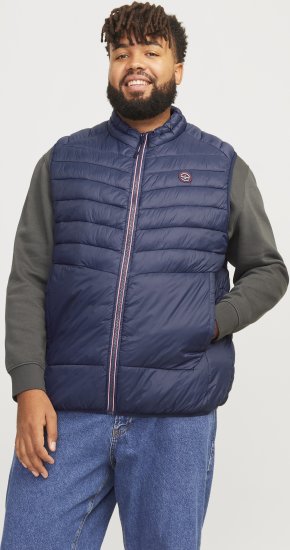 Jack & Jones SPRINT True Red Stitches BODYWARMER Navy Blazer - Chaquetas - Chaquetas Tallas Grandes 2XL-8XL