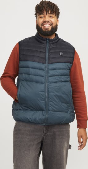Jack & Jones SPRINT Black Blocking BODYWARMER With Collar Dark Turquoise - Chaquetas - Chaquetas Tallas Grandes 2XL-8XL