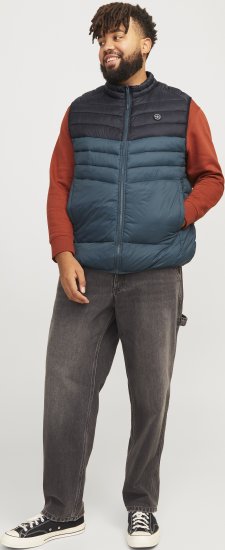 Jack & Jones SPRINT Black Blocking BODYWARMER With Collar Dark Turquoise - Chaquetas - Chaquetas Tallas Grandes 2XL-8XL