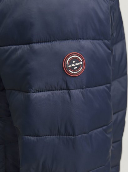 Jack & Jones SPRINT Red Stitches Quilted Hooded Jacket Navy Blazer - Chaquetas - Chaquetas Tallas Grandes 2XL-8XL