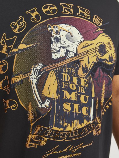 Jack & Jones JJSKULL ROCK T-Shirt Black - Camisetas - Camisetas - 2XL-14XL