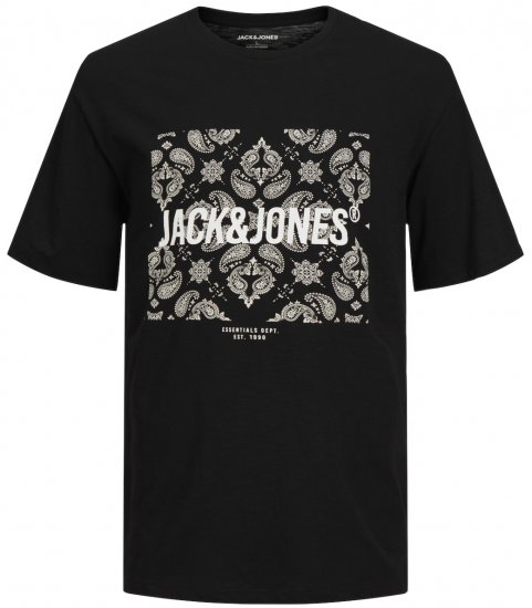 Jack & Jones JJPAISLEY T-Shirt Black - Camisetas - Camisetas - 2XL-14XL