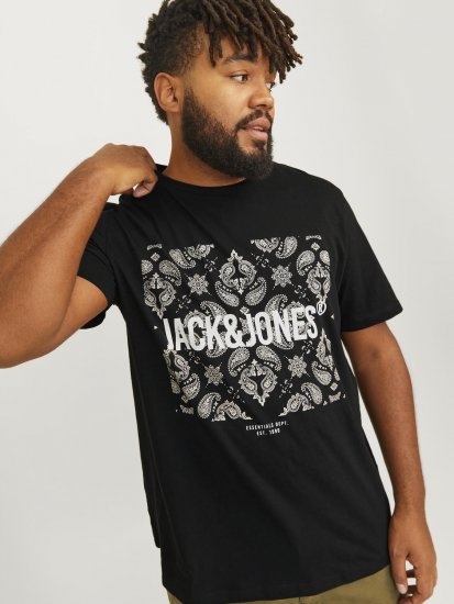 Jack & Jones JJPAISLEY T-Shirt Black - Camisetas - Camisetas - 2XL-14XL