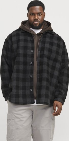 Jack & Jones ZAC BRUSHED Long Sleeve OVERSHIRT Grey - Camisas - Camisas 2XL-10XL
