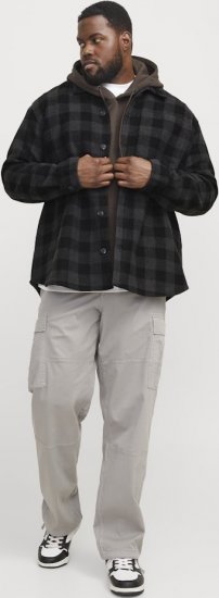 Jack & Jones ZAC BRUSHED Long Sleeve OVERSHIRT Grey - Camisas - Camisas 2XL-10XL