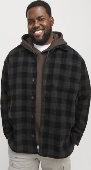 Jack & Jones ZAC BRUSHED Long Sleeve OVERSHIRT Grey - Camisas - Camisas 2XL-10XL