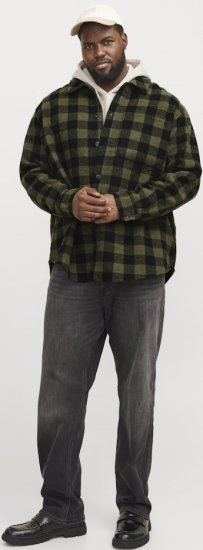 Jack & Jones ZAC Brushed Long Sleeve Overshirt Green - Camisas - Camisas 2XL-10XL