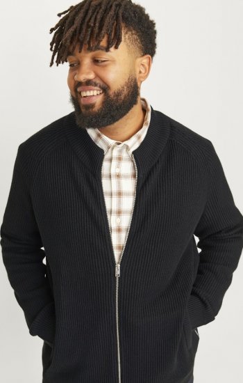 Jack & Jones PANNEL Turtleneck Knitted Sweater with Zipper Black - Sudaderas - Sudaderas 2XL-12XL