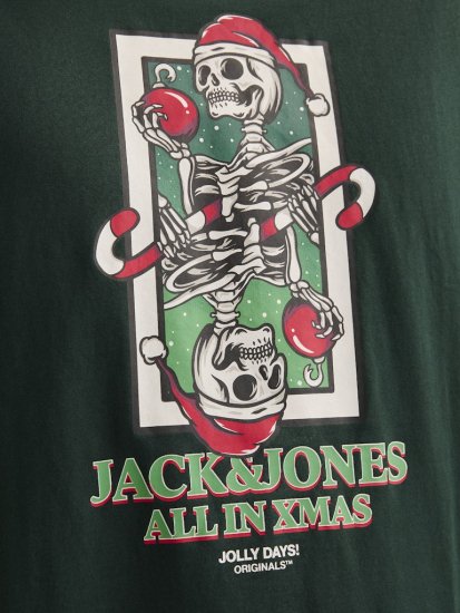 Jack & Jones XMAS Christmas Skull T-Shirt Dark Slate Grey - Camisetas - Camisetas - 2XL-14XL