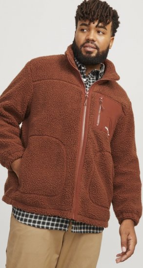 Jack & Jones ESTERBRO High Collar Teddy Jacket Brandy Brown - Chaquetas - Chaquetas Tallas Grandes 2XL-8XL