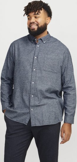 Jack & Jones NORRIS Flannel Long Sleeve Shirt Navy Blazer - Camisas - Camisas 2XL-10XL