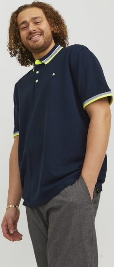 Jack & Jones PAULOS Short Sleeve Polo Dark Navy/NEON - Polos - Polos 2XL-8XL