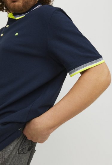 Jack & Jones PAULOS Short Sleeve Polo Dark Navy/NEON - Polos - Polos 2XL-8XL