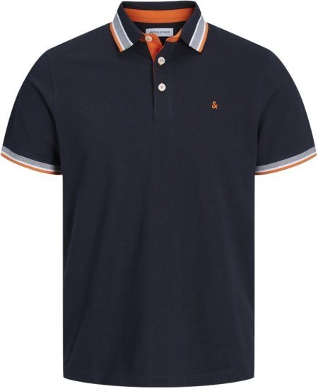 Jack & Jones PAULOS Short Sleeve Polo Black Navy/NEON - Polos - Polos 2XL-8XL