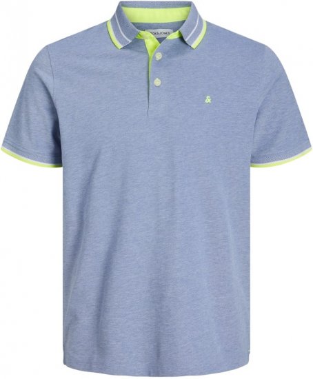 Jack & Jones PAULOS Short Sleeve Polo Light Blue/NEON - Polos - Polos 2XL-8XL
