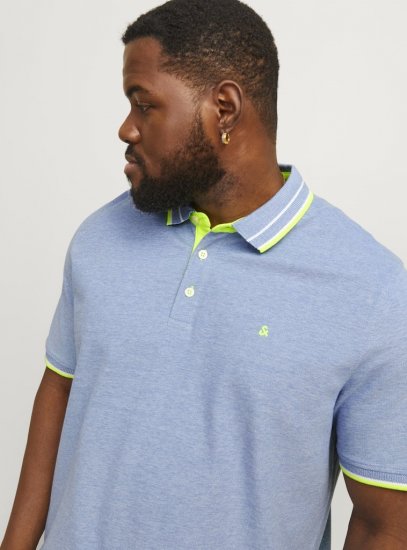 Jack & Jones PAULOS Short Sleeve Polo Light Blue/NEON - Polos - Polos 2XL-8XL