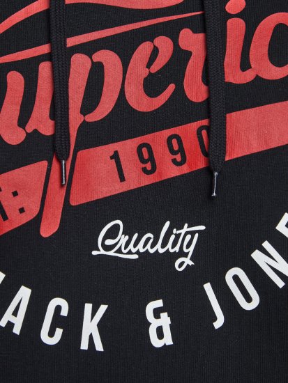 Jack & Jones Elogo Sweat Hood Black - Sudaderas - Sudaderas 2XL-12XL