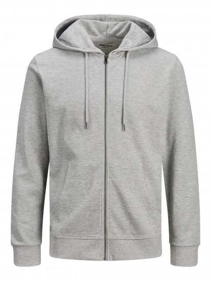 Jack & Jones Basic Sweat Zip Hood Light Grey Melange - Sudaderas - Sudaderas 2XL-12XL
