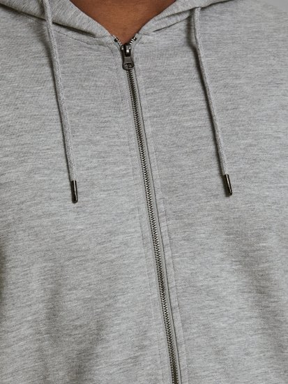 Jack & Jones Basic Sweat Zip Hood Light Grey Melange - Sudaderas - Sudaderas 2XL-12XL
