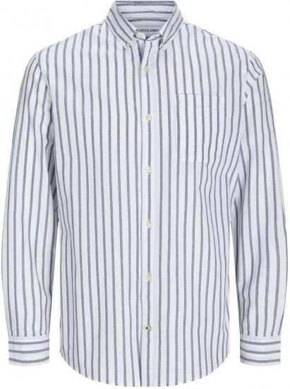 Jack & Jones OXFORD LS Shirt Striped Ensign Blue - Camisas - Camisas 2XL-10XL