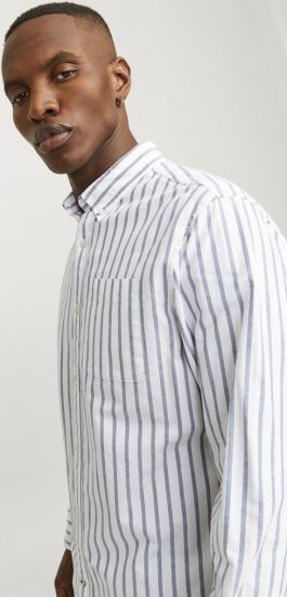 Jack & Jones OXFORD LS Shirt Striped Ensign Blue - Camisas - Camisas 2XL-10XL