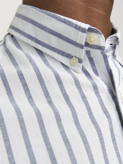 Jack & Jones OXFORD LS Shirt Striped Ensign Blue - Camisas - Camisas 2XL-10XL