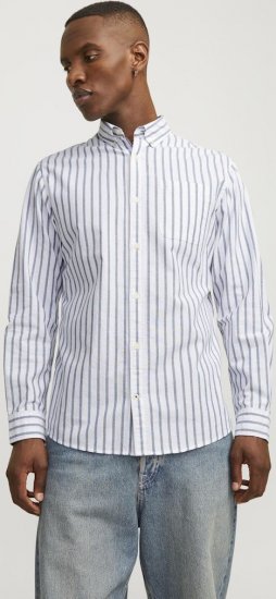 Jack & Jones OXFORD LS Shirt Striped Ensign Blue - Camisas - Camisas 2XL-10XL