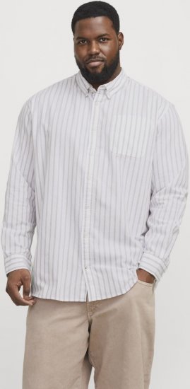 Jack & Jones OXFORD LS Shirt Striped White - Camisas - Camisas 2XL-10XL