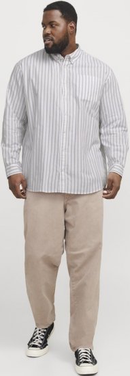 Jack & Jones OXFORD LS Shirt Striped White - Camisas - Camisas 2XL-10XL