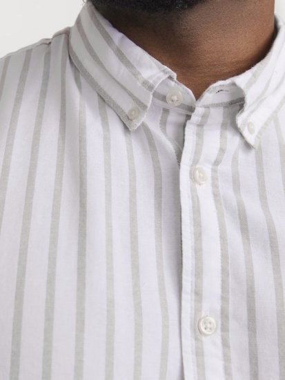Jack & Jones OXFORD LS Shirt Striped White - Camisas - Camisas 2XL-10XL