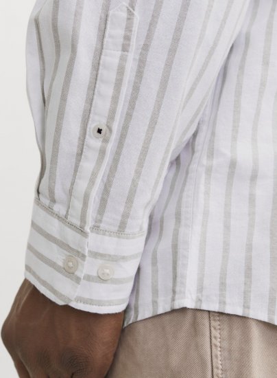 Jack & Jones OXFORD LS Shirt Striped White - Camisas - Camisas 2XL-10XL