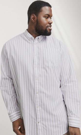 Jack & Jones OXFORD LS Shirt Striped White - Camisas - Camisas 2XL-10XL