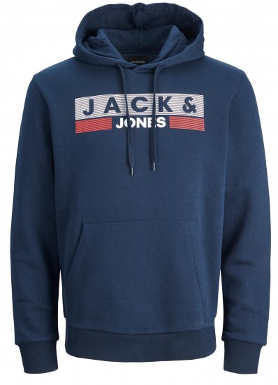 Jack & Jones CORP LOGO PLAY 4 Print Hoodie Navy Blazer - Sudaderas - Sudaderas 2XL-12XL