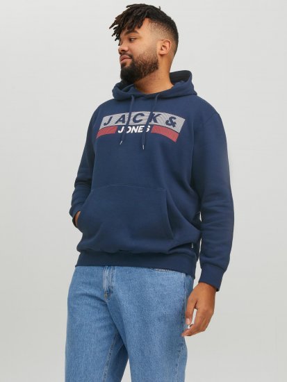 Jack & Jones CORP LOGO PLAY 4 Print Hoodie Navy Blazer - Sudaderas - Sudaderas 2XL-12XL