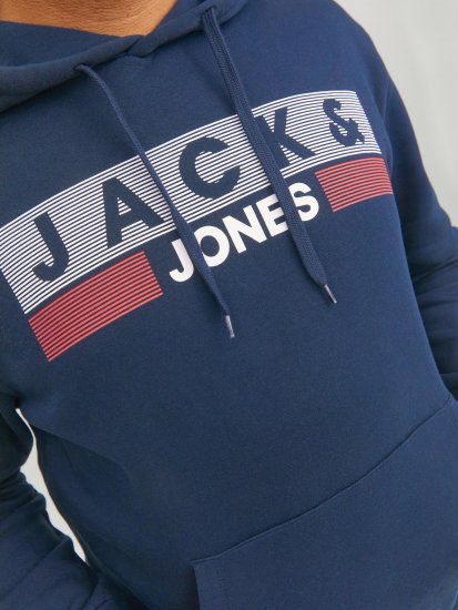 Jack & Jones CORP LOGO PLAY 4 Print Hoodie Navy Blazer - Sudaderas - Sudaderas 2XL-12XL