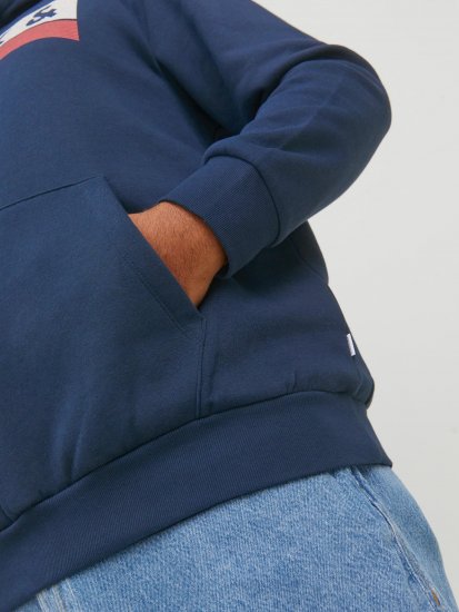 Jack & Jones CORP LOGO PLAY 4 Print Hoodie Navy Blazer - Sudaderas - Sudaderas 2XL-12XL