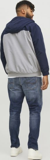 Jack & Jones RUSH White/Grey Blocking Bomber Jacket with Hood Navy Blazer - Chaquetas - Chaquetas Tallas Grandes 2XL-8XL