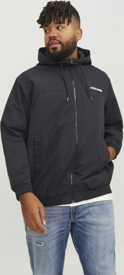 Jack & Jones RUSH SOLID Bomber Jacket with Hood Black - Chaquetas - Chaquetas Tallas Grandes 2XL-8XL