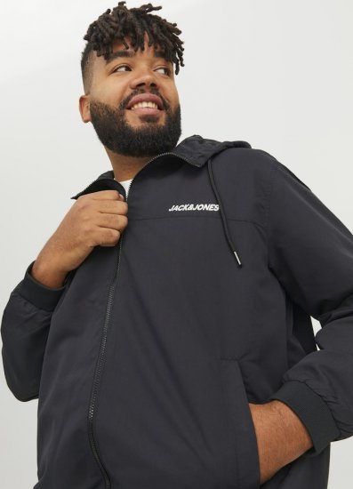 Jack & Jones RUSH SOLID Bomber Jacket with Hood Black - Chaquetas - Chaquetas Tallas Grandes 2XL-8XL