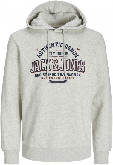 Jack & Jones 2 COL LOGO Hoodie White Melange - Sudaderas - Sudaderas 2XL-12XL