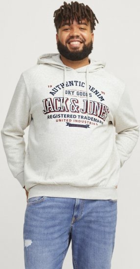 Jack & Jones 2 COL LOGO Hoodie White Melange - Sudaderas - Sudaderas 2XL-12XL