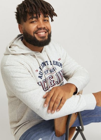 Jack & Jones 2 COL LOGO Hoodie White Melange - Sudaderas - Sudaderas 2XL-12XL