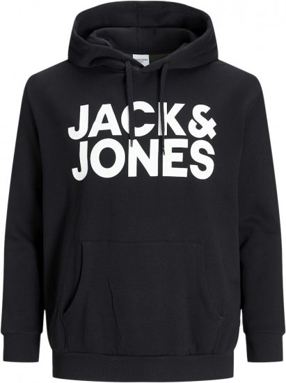 Jack & Jones CORP LOGO Large Print Hoodie Black - Sudaderas - Sudaderas 2XL-12XL