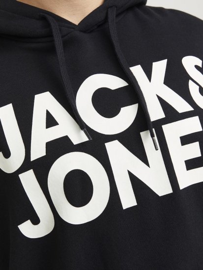 Jack & Jones CORP LOGO Large Print Hoodie Black - Sudaderas - Sudaderas 2XL-12XL